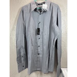 Two AM Button Up Shirt Mens Striped Embroidered‎ Long Sleeve Size XXL NWT